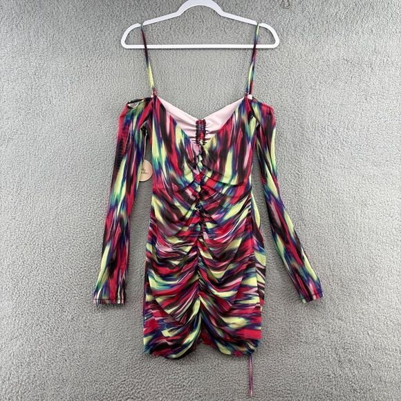 Camila Coelho Vivian Mini Dress Blue Hallucinogen Size Medium NEW - Picture 5 of 16